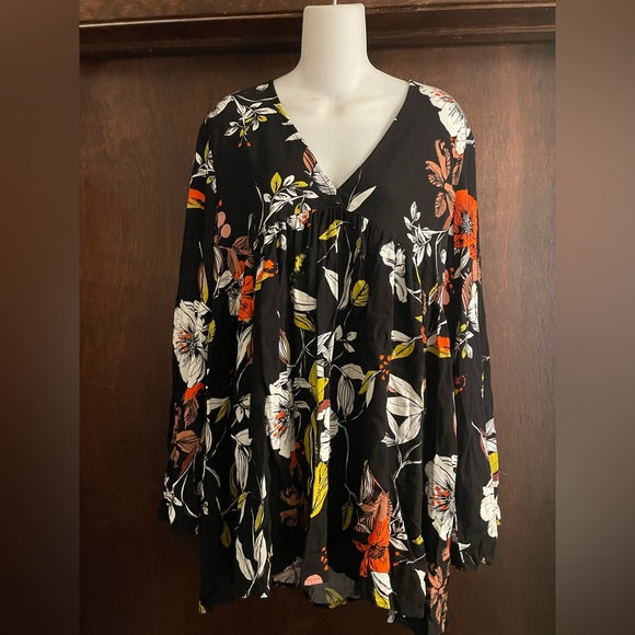 Free People Brand Size Large Bella Printed Tunic Babydoll Dress **Flawed** - Picture 2 of 8